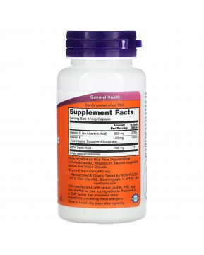 NOW Foods, Альфа-липоевая кислота, 100 мг, 60 растительных капсул NOW Foods, Альфа-липоевая кислота, 100 мг, 60 растительных капсул